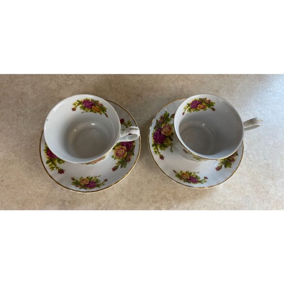 Crown Imperial Fine China Made In Romania Set Of 2 Tea Cups And Saucers - Picture 2 of 11